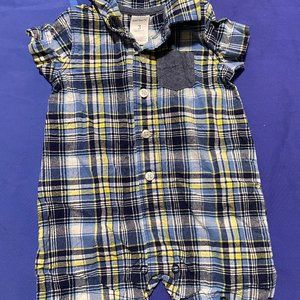 🔥6/$10🔥 Carter's Baby Boy Romper, 3 Months, Plaid